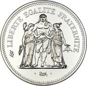 France 50 Francs Hercules. Piedfort 1974 KM# P511 LIBERTE EGALITE FRATERNITE DUPRÉ coin reverse