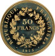 France 50 Francs Hercules. Piedfort 1975 KM# P537 REPUBLIQUE FRANÇAISE 50 FRANCS 1975 coin obverse