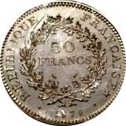 France 50 Francs Hercules. Piedfort 1979 KM# P650 RÉPUBLIQUE FRANÇAISE 50 FRANCS 1979 coin obverse France 50 Francs Hercules. Piedfort 1979 KM# P650 RÉPUBLIQUE FRANÇAISE 50 FRANCS 1979 coin obverse