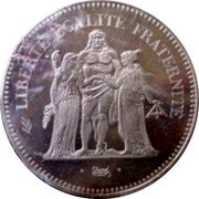 France 50 Francs Hercules. Piedfort 1974 KM# P509 LIBERTÉ ÉGALITÉ FRATERNITÉ DUPRÉ coin reverse