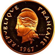 France 50 Francs (Piedfort- New Caledonia) KM# P3b RÉPUBLIQUE FRANÇAISE R JOLY 1967 coin obverse