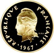 France 50 Francs (Piedfort - New Caledonia) KM# P3a RÉPUBLIQUE FRANÇAISE R JOLY 1967 coin obverse