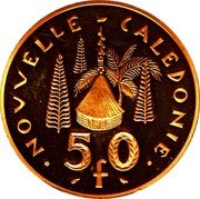 France 50 Francs (Piedfort- New Caledonia) KM# P3b NOUVELLE - CALÉDONIE 50 F coin reverse