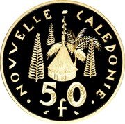 France 50 Francs (Piedfort - New Caledonia) KM# P3a NOUVELLE - CALÉDONIE 50 F coin reverse