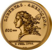 France 500 Euro (American Freedom) LIBERTAS. AMERICANA. 500 EURO 4 JUIL. 1776 DUPRÉ coin reverse