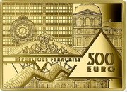 France 500 Euro (Liberty Leading the People by Eugene Delacroix) RÉPUBLIQUE FRANÇAISE 500 EURO coin obverse