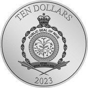 Niue Ten Dollars (Alice in Wonderland) TEN DOLLARS PUBLIC SEAL OF NIUE ATUA NIUE TUKULAGI 2023 coin obverse Niue Ten Dollars (Alice in Wonderland) TEN DOLLARS PUBLIC SEAL OF NIUE ATUA NIUE TUKULAGI 2023 coin obverse