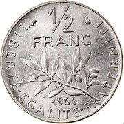 France 1/2 Franc (Pre series) LIBERTE EGALITE FRATERNITE 1/2 FRANC 1964 coin reverse