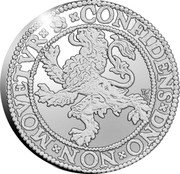 Netherlands 1 Ducat 1589 Lion Dollar West-Friesland Restrike 2023 ☤ raven Proof CONFIDENS DNO NON MOVETVR coin obverse Netherlands 1 Ducat 1589 Lion Dollar West-Friesland Restrike 2023 ☤ raven Proof CONFIDENS DNO NON MOVETVR coin obverse