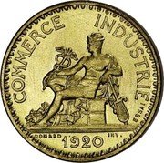 France 1 Franc (Chambres de Commerce Pattern-Piedfort of Domard) COMMERCE INDUSTRIE ESSAI DOMARD INV. 1920 coin reverse France 1 Franc (Chambres de Commerce Pattern-Piedfort of Domard) COMMERCE INDUSTRIE ESSAI DOMARD INV. 1920 coin reverse