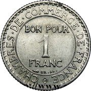 France 1 Franc Domard Essai 1920  CHAMBRES. DE. COMMERCE. DE. FRANCE. BON POUR 1 FRANC coin obverse