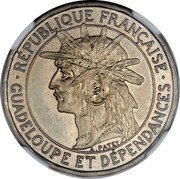 France 1 Franc (Essai) KM# E3 RÉPUBLIQUE FRANÇAISE GUADELOUPE ET DÉPENDANCES coin obverse France 1 Franc (Essai) KM# E3 RÉPUBLIQUE FRANÇAISE GUADELOUPE ET DÉPENDANCES coin obverse