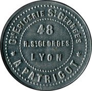 France 1 Franc (Lyon. Grande Epicerie Saint-Georges) 48 R ST. GEORGES LYON GDE. EPICERIE ST. GEORGES A. PATRIGOT coin obverse France 1 Franc (Lyon. Grande Epicerie Saint-Georges) 48 R ST. GEORGES LYON GDE. EPICERIE ST. GEORGES A. PATRIGOT coin obverse