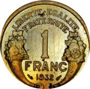 France 1 Franc Marianne by Morlon Essai Uniface 1932  LIBERTE EGALITE FRATERNITE 1 FRANC 1932 coin reverse France 1 Franc Marianne by Morlon Essai Uniface 1932  LIBERTE EGALITE FRATERNITE 1 FRANC 1932 coin reverse