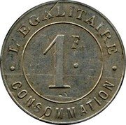 France 1 Franc Paris. The Egalitarian Consumer Cooperative Society 1917 ND 1 F. L'EGALITAIRE CONSOMMATION coin obverse