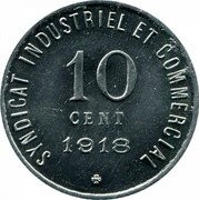 France 10 Centimes (Blois (Loir-et-Cher) -Industrial and Commercial Union) SYNDICAT INDUSTRIEL ET COMMERCIAL 10 CENT 1918 coin reverse France 10 Centimes (Blois (Loir-et-Cher) -Industrial and Commercial Union) SYNDICAT INDUSTRIEL ET COMMERCIAL 10 CENT 1918 coin reverse