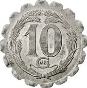 France 10 Centimes Commune of La Capelle 1921  10 CMES THEVENON coin reverse