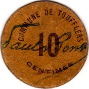 France 10 Centimes (Communes of Toufflers) COMMUNE DE TOUFFLERS 10 CENTIMES coin obverse France 10 Centimes (Communes of Toufflers) COMMUNE DE TOUFFLERS 10 CENTIMES coin obverse