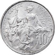 France 10 Centimes (Essai - Dupuis) KM# E40 10C LIBERTÉ ÉGALITÉ FRATERNITÉ DANIEL DUPUIS 1908 ESSAI coin reverse