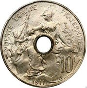 France 10 Centimes (Essai) 10C LIBERTÉ ÉGALITÉ FRATERNITÉ DANIEL DUPUIS 1911 ESSAI coin reverse