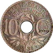 France 10 Centimes (Lindauer. Essai in C) LIBERTE EGALITE FRATERNITE 10 CMES ESSAI 1938 coin reverse