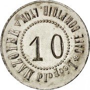 France 10 Centimes (Lyon. Cafe Comptoir Leopold Mazoyer) LÉOPOLD MAZOYER CAFÉ COMPTOIR. LYON 10 coin obverse