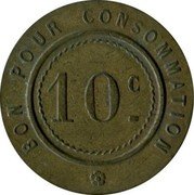 France 10 Centimes Paris. Seine. Badin & Cie ND (1917) 10 C BON POUR CONSOMMATION coin obverse France 10 Centimes Paris. Seine. Badin & Cie ND (1917) 10 C BON POUR CONSOMMATION coin obverse