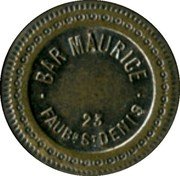 France 10 Centimes Paris. Seine. Bar Maurice ND (1917) BAR MAURICE 23 FAUBG ST DENIS coin reverse France 10 Centimes Paris. Seine. Bar Maurice ND (1917) BAR MAURICE 23 FAUBG ST DENIS coin reverse