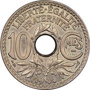 France 10 Centimes Piedfort Essai 1914 KM# PE271 LIBERTE EGALITE FRATERNITE 10 CMES ESSAI 1914 coin reverse France 10 Centimes Piedfort Essai 1914 KM# PE271 LIBERTE EGALITE FRATERNITE 10 CMES ESSAI 1914 coin reverse