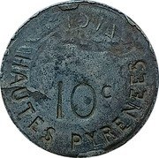 France 10 Centimes (Tarbes) 10C HAUTES PYRENEES coin reverse