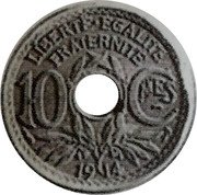 France 10 Centimes Uniface- obverse proof. Perforated 1914  LIBERTE EGALITE FRATERNITE 10 CMES 1914 coin obverse France 10 Centimes Uniface- obverse proof. Perforated 1914  LIBERTE EGALITE FRATERNITE 10 CMES 1914 coin obverse