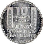 France 10 Francs (Essai by Turin) KM# E69 ESSAI 10 FRANCS 1938 LIBERTE EGALITE FRATERNITE coin reverse France 10 Francs (Essai by Turin) KM# E69 ESSAI 10 FRANCS 1938 LIBERTE EGALITE FRATERNITE coin reverse