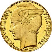 France 100 Francs (Essai by Bazor) REPVBLIQUE FRANÇAISE L. BAZOR ESSAI coin obverse