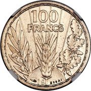 France 100 Francs (Essai by Bazor) 100 FRANCS 19 ESSAI coin reverse France 100 Francs (Essai by Bazor) 100 FRANCS 19 ESSAI coin reverse
