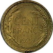 France 100 Francs Trial of Jean Baptiste Merlen 1929  KM# Pn102 ESSAI CENT FRANCS 1929 coin reverse