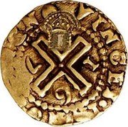 Portugal 1000 Reis (Alfonse VI Counterstamp Crowned 1 over 1 Cruzado. Joao IV) IN HOC SIGNO VINCES coin reverse Portugal 1000 Reis (Alfonse VI Counterstamp Crowned 1 over 1 Cruzado. Joao IV) IN HOC SIGNO VINCES coin reverse