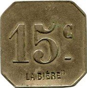 France 15 Centimes Brasserie La Biere. Paris 1917 ND 15 C LA BIÉRE coin obverse France 15 Centimes Brasserie La Biere. Paris 1917 ND 15 C LA BIÉRE coin obverse