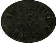 France 15 Centimes Paris. Bellevilloise Boyer 1917 ND 15 C. BELLEVILLOISE BOYER coin obverse France 15 Centimes Paris. Bellevilloise Boyer 1917 ND 15 C. BELLEVILLOISE BOYER coin obverse