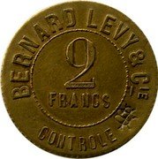 France 2 Francs (Lyon. Bernard Levy & Cie) 2 FRANCS BERNARD LEVY & CIE- CONTROLE BL coin obverse France 2 Francs (Lyon. Bernard Levy & Cie) 2 FRANCS BERNARD LEVY & CIE- CONTROLE BL coin obverse