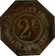 France 2 Francs Lyon. Minaudier Louis 1917 ND 2 F MINAUDIER LOUIS QUAI ST. AИTOIИE 34 coin obverse France 2 Francs Lyon. Minaudier Louis 1917 ND 2 F MINAUDIER LOUIS QUAI ST. AИTOIИE 34 coin obverse