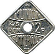 France 2 Francs Meaux. The Trade Union 1917 ND 2/5 BON 2 F. L'UNION COMMERCIALE coin obverse France 2 Francs Meaux. The Trade Union 1917 ND 2/5 BON 2 F. L'UNION COMMERCIALE coin obverse