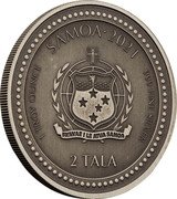 Samoa 2 Tala (Seahorse. Antique) FA'AVAE I LE ATUA SAMOA SAMOA 2021 1 TROY OUNCE 999 FINE SILVER 2 TALA coin obverse Samoa 2 Tala (Seahorse. Antique) FA'AVAE I LE ATUA SAMOA SAMOA 2021 1 TROY OUNCE 999 FINE SILVER 2 TALA coin obverse