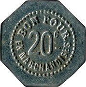 France 20 Centimes Chalon-sur-Saone. Boulangerie Moderne Chevet 1917 ND BON POUR EN MARCHANDISES 20 C coin reverse