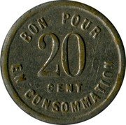 France 20 Centimes Lyon. Serrurier Constructeur 1917 ND BON POUR EN CONSOMMATION 20 CENT coin reverse France 20 Centimes Lyon. Serrurier Constructeur 1917 ND BON POUR EN CONSOMMATION 20 CENT coin reverse