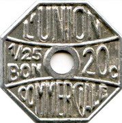 France 20 Centimes Meaux. The Trade Union 1917 ND 1/25 BON 20 C L'UNION COMMERCIALE coin obverse France 20 Centimes Meaux. The Trade Union 1917 ND 1/25 BON 20 C L'UNION COMMERCIALE coin obverse