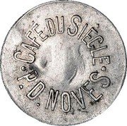 France 20 Centimes Paris. Cafe du Siecle 1917 ND CAFÉ DU SIÈCLE P. D. NOVES coin obverse France 20 Centimes Paris. Cafe du Siecle 1917 ND CAFÉ DU SIÈCLE P. D. NOVES coin obverse