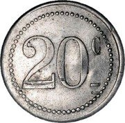 France 20 Centimes Paris. Cafe du Siecle 1917 ND 20 C coin reverse France 20 Centimes Paris. Cafe du Siecle 1917 ND 20 C coin reverse