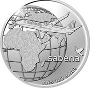 Belgium 20 Euro (Sabena) SABENA IB ANS 100 JAAR coin reverse Belgium 20 Euro (Sabena) SABENA IB ANS 100 JAAR coin reverse