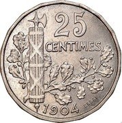 France 25 Centimes (Essai 22 sides) KM# EB40 25 CENTIMES ESSAI 1904 coin reverse France 25 Centimes (Essai 22 sides) KM# EB40 25 CENTIMES ESSAI 1904 coin reverse