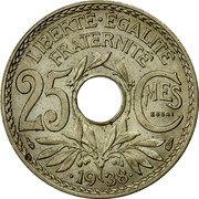 France 25 Centimes (Essai by Lindauer) KM# E68 LIBERTÉ ÉGALITÉ FRATERNITÉ 25 C MES ESSAI 1938 coin reverse France 25 Centimes (Essai by Lindauer) KM# E68 LIBERTÉ ÉGALITÉ FRATERNITÉ 25 C MES ESSAI 1938 coin reverse
